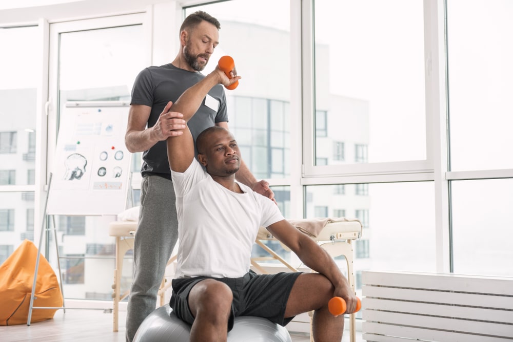 Man doing sports therapy session