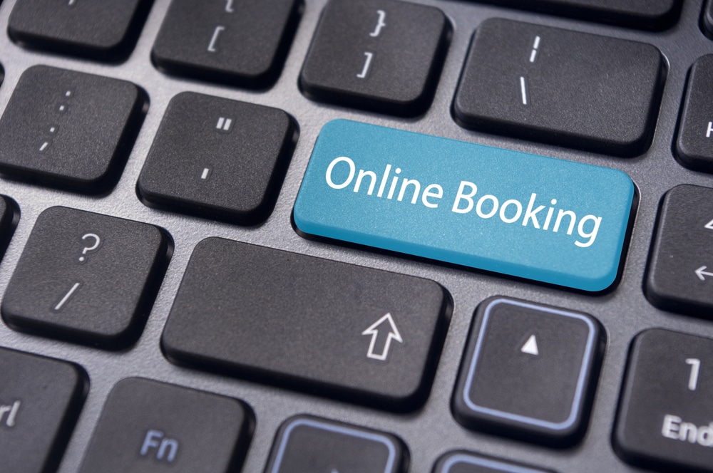 Keyboard showing online booking